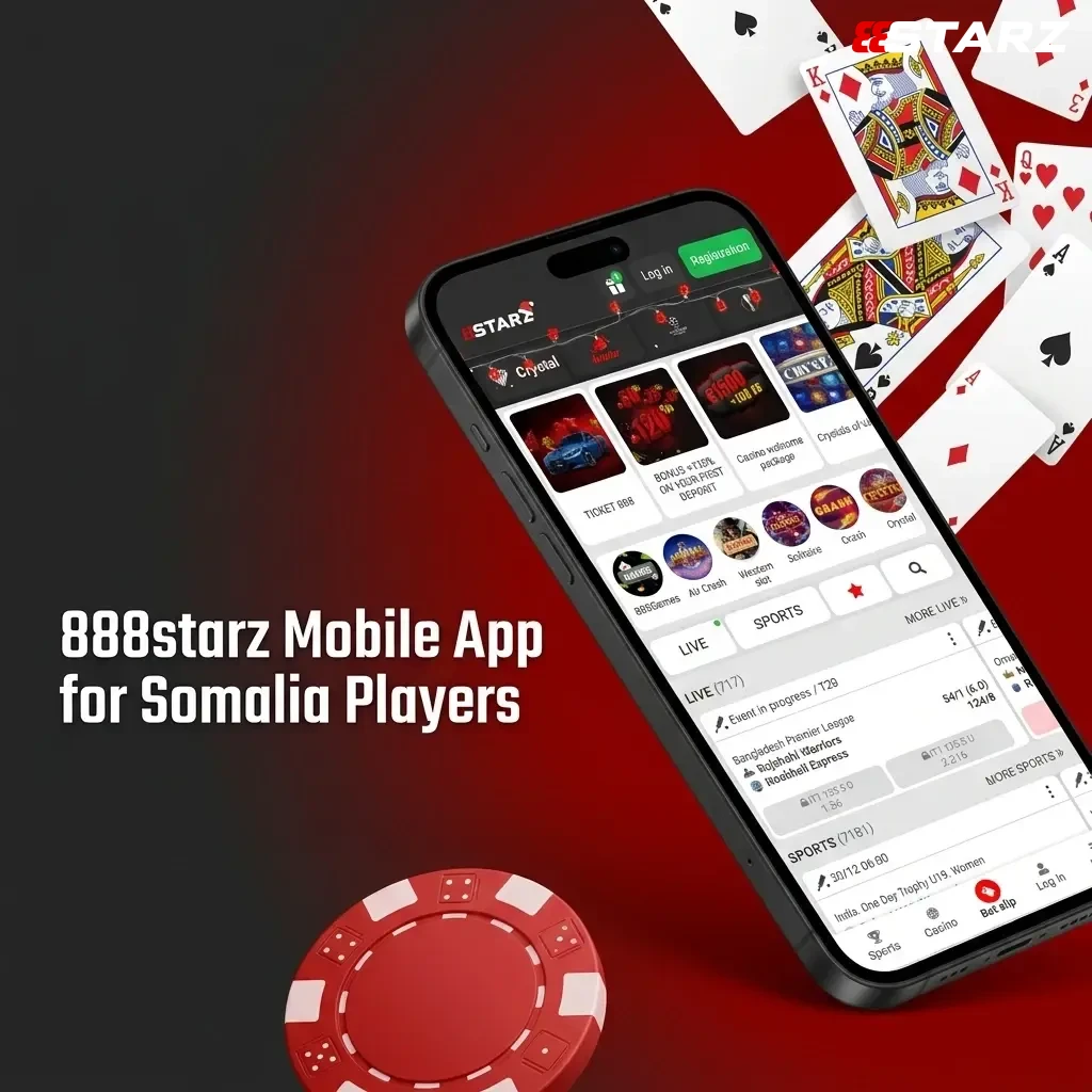 888starz mobile app on smartphone showing casino and sportsbook features for Somalia players on Android and iOS