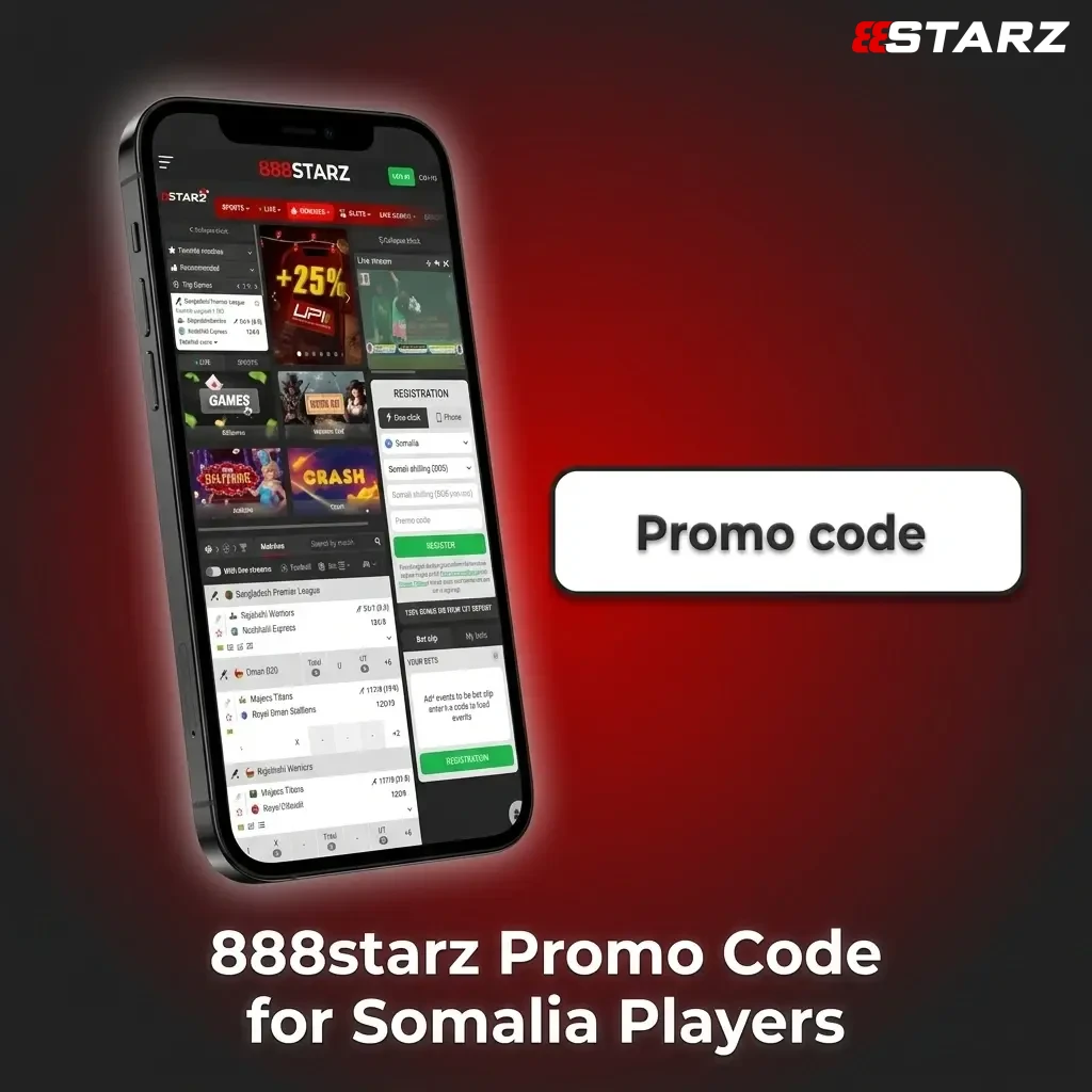 888starz promo code STARZ888 for Somalia players unlocks 115% first deposit bonus plus free bets and bonus spins