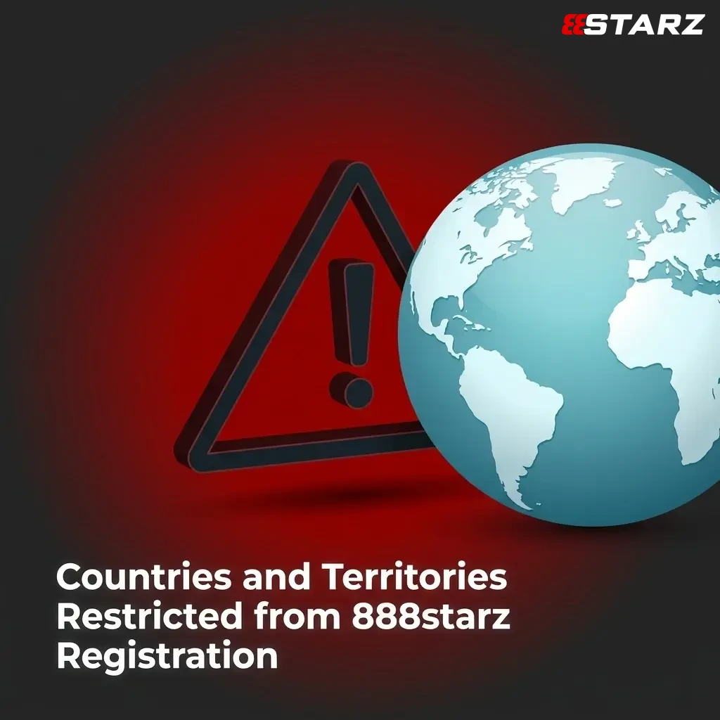 Map highlighting countries and territories restricted from 888starz registration due to regulatory and licensing requirements